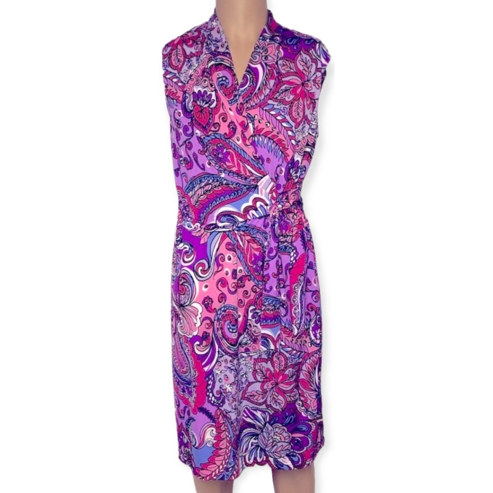 Karin Stevens Paisley Print Dress With Belt
